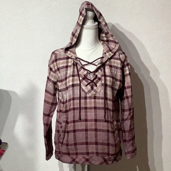 Forever21 NWT - Sz S - ombre purple pink hoodie flannel pullover 🥰 - Picture 6 of 11